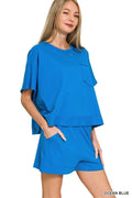 Zenana Exposed Seam Boxy Top & Shorts Set
