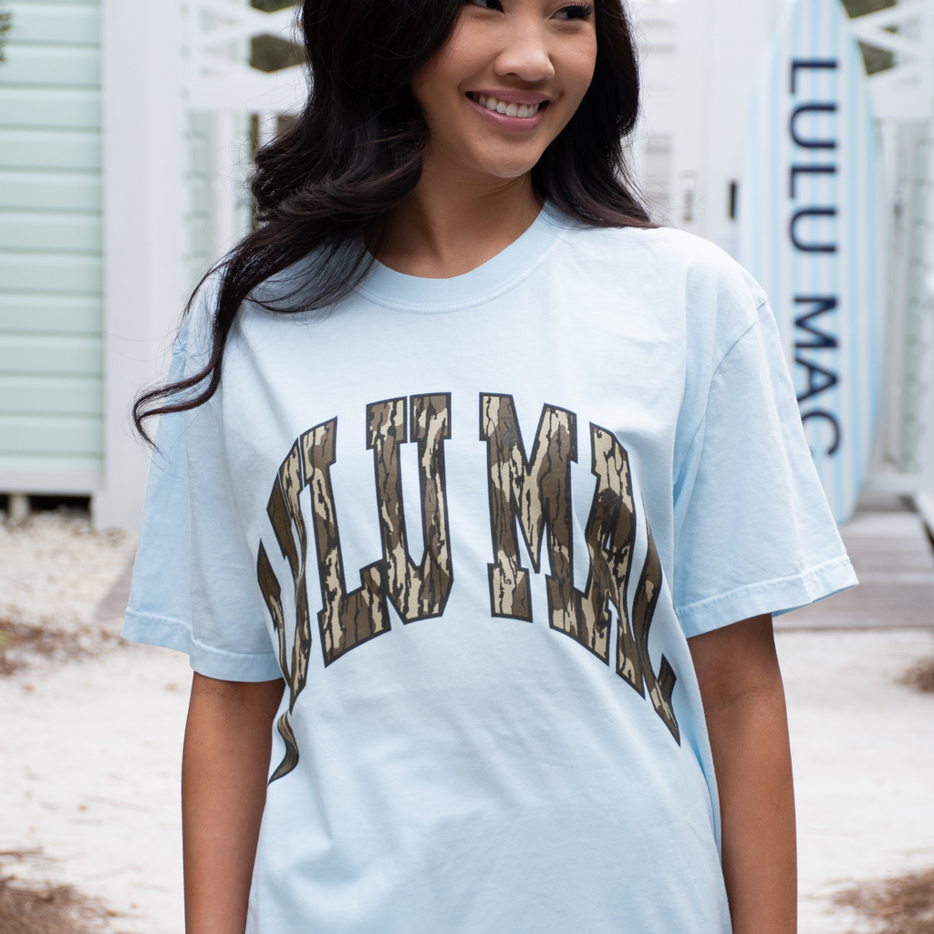 LULU MAC Mossy Oak Bottomland Adult Chambray Comfort Colors Mossy Oak Tee: