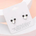 Mouse Character Stud Earrings - Black,Clear