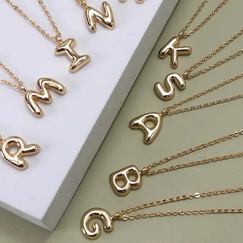 Balloon Bubble Personalized Initial Necklace - R