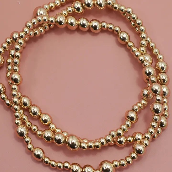 Multi Layer Gold Ball Chain Beaded Bracelet