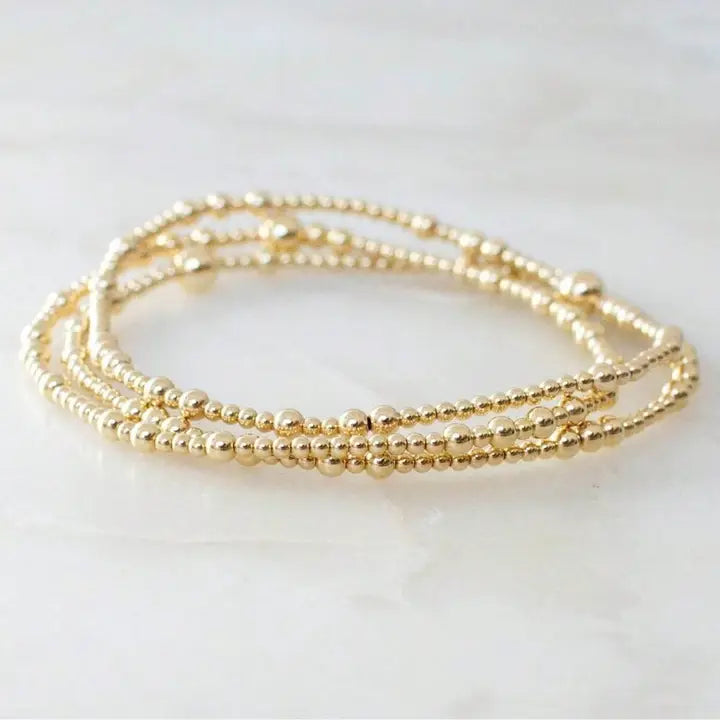 Multi Layer Gold Ball Chain Beaded Bracelet