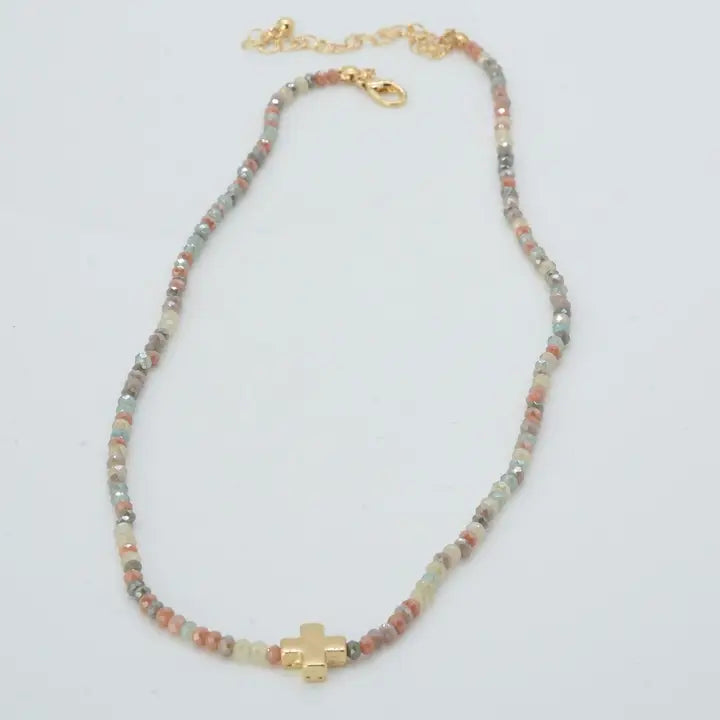 CN4369 Cross Pendant Necklace: Multi 19