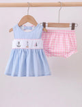 Blue sailboat embroidery jacquard bloomer set